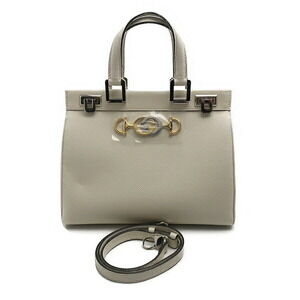 Gucci Zumi Top Handle Leather Bag White Grey